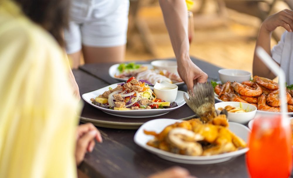 outdoor seafood dinner