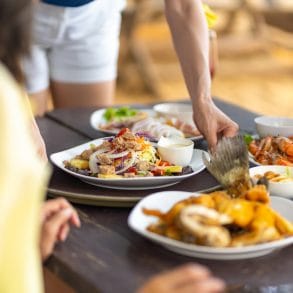 outdoor seafood dinner