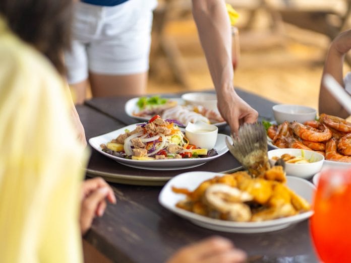 outdoor seafood dinner